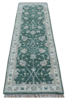 Bloom Traditional Oushak Design Teal 2.6x8.6 Hand Knotted Wool Rug