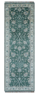 Bloom Traditional Oushak Design Teal 2.6x8.6 Hand Knotted Wool Rug