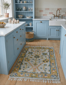 Traditional Oushak Green And Blue 2x3 Hand knotted Wool Rug by The Rug Decor