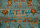 Traditional Oushak Teal And Rust Hand Knotted 2.6x8 Wool Area Rug