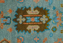 Traditional Oushak Teal And Rust Hand Knotted 2.6x8 Wool Area Rug