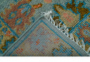 Traditional Oushak Teal And Rust Hand Knotted 2.6x8 Wool Area Rug