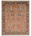 Traditional Oushak Tree of Life Rust and Brown Hand Knotted Wool Rug