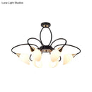 GobekUsa Traditional Oval White Glass Semi Flush Mount Ceiling Light with 6/8 Lights - Black Finish for Living Room
