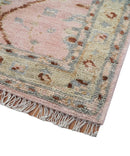 Traditional Peach And Brown Hand Knotted 3x5 Wool Rug by The Rug Decor