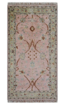 Traditional Peach And Brown Hand Knotted 3x5 Wool Rug by The Rug Decor