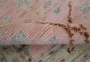 Traditional Peach And Brown Hand Knotted 3x5 Wool Rug by The Rug Decor