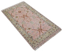 Traditional Peach And Brown Hand Knotted 3x5 Wool Rug by The Rug Decor