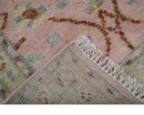 Traditional Peach And Brown Hand Knotted 3x5 Wool Rug by The Rug Decor