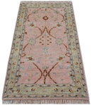 Traditional Peach And Brown Hand Knotted 3x5 Wool Rug by The Rug Decor