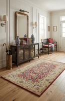 Red and Camel Traditional Hand Tufted Premium Fine Wool Area Rug 5x8 with Soft Pile