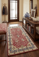 Red and Gold Traditional Hand-Tufted Wool Area Rug 5x8 - Soft Pile