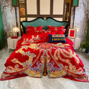 GobekUsa Luxury Gold Loong Phoenix Embroidery Bedding Set, 1000TC Egyptian Cotton
