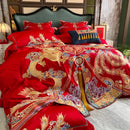 GobekUsa Luxury Gold Loong Phoenix Embroidery Bedding Set, 1000TC Egyptian Cotton