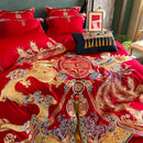 GobekUsa Luxury Gold Loong Phoenix Embroidery Bedding Set, 1000TC Egyptian Cotton