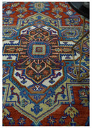 Traditional Rust, Ivory, Beige and Charcoal 9x12 Hand knotted Wool Area Rug, Living Room and Bedroom Rug by The Rug Decor