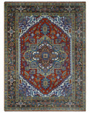 Traditional Rust, Ivory, Beige and Charcoal 9x12 Hand knotted Wool Area Rug, Living Room and Bedroom Rug by The Rug Decor