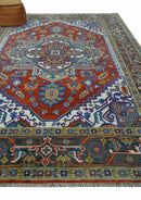 Traditional Rust, Ivory, Beige and Charcoal 9x12 Hand knotted Wool Area Rug, Living Room and Bedroom Rug by The Rug Decor