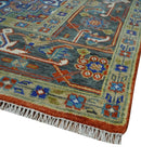 Traditional Rust, Ivory, Beige and Charcoal 9x12 Hand knotted Wool Area Rug, Living Room and Bedroom Rug by The Rug Decor
