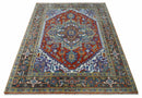 Traditional Rust, Ivory, Beige and Charcoal Multi size Hand knotted Wool Area Rug