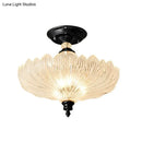 GobekUsa Traditional Crystal Ceiling Light with Scalloped Design and 3 Lights in Black/Gold - Ideal for Dining Room (12"/16" Wide)