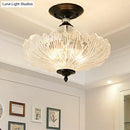 GobekUsa Traditional Crystal Ceiling Light with Scalloped Design and 3 Lights in Black/Gold - Ideal for Dining Room (12"/16" Wide)