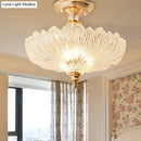 GobekUsa Traditional Crystal Ceiling Light with Scalloped Design and 3 Lights in Black/Gold - Ideal for Dining Room (12"/16" Wide)
