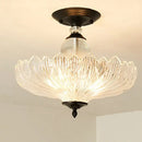 GobekUsa Traditional Crystal Ceiling Light with Scalloped Design and 3 Lights in Black/Gold - Ideal for Dining Room (12"/16" Wide)