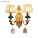 GobekUsa Small Gold Drum Wall Mount Traditional Seedy Crystal Bedroom Wall Lamp Fixture