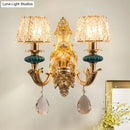 GobekUsa Small Gold Drum Wall Mount Traditional Seedy Crystal Bedroom Wall Lamp Fixture