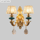 GobekUsa Small Gold Drum Wall Mount Traditional Seedy Crystal Bedroom Wall Lamp Fixture