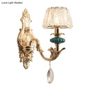 GobekUsa Small Gold Drum Wall Mount Traditional Seedy Crystal Bedroom Wall Lamp Fixture