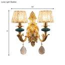 GobekUsa Small Gold Drum Wall Mount Traditional Seedy Crystal Bedroom Wall Lamp Fixture