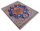 Traditional Serapi Design Blue And Pink Hand Knotted Wool Area Rug