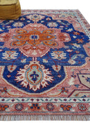 Traditional Serapi Design Blue And Pink Hand Knotted Wool Area Rug