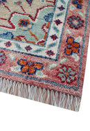 Traditional Serapi Design Blue And Pink Hand Knotted Wool Area Rug
