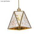 GobekUsa Traditional Silver/Clear Glass Triangle Hanging Lamp for Living Room with 1 Bulb