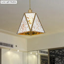 GobekUsa Traditional Silver/Clear Glass Triangle Hanging Lamp for Living Room with 1 Bulb