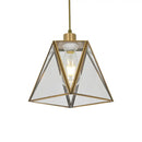 GobekUsa Traditional Silver/Clear Glass Triangle Hanging Lamp for Living Room with 1 Bulb