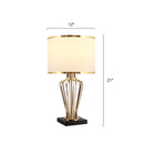 GobekUsa Traditional Single Brass Table Light with Drum Shade for Living Room Nightstand