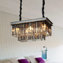 GobekUsa Smoke Gray Crystal Block Rectangle Chandelier Lamp - Traditional, 8/11 Heads, Matte Black Hanging Light for Dining Room