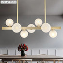 GobekUsa Traditional Spherical Frosted Glass Pendant Light - Gold, 7/12 Lights - Dining Room Island Lighting
