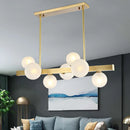 GobekUsa Traditional Spherical Frosted Glass Pendant Light - Gold, 7/12 Lights - Dining Room Island Lighting