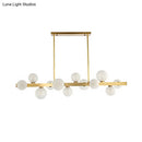 GobekUsa Traditional Spherical Frosted Glass Pendant Light - Gold, 7/12 Lights - Dining Room Island Lighting