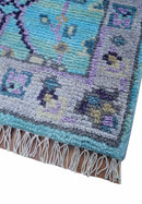 Traditional Style 2x3 Blue And Purple Hand Knotted Wool Rug by The Rug Decor