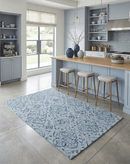 Blue Traditional Hand Tufted Wool Area Rug Durable Soft Pile