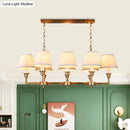 GobekUsa Traditional Style Gold Conic Island Ceiling Light, 8 Heads, Fabric, Living Room Metallic Hanging Lamp