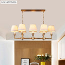 GobekUsa Traditional Style Gold Conic Island Ceiling Light, 8 Heads, Fabric, Living Room Metallic Hanging Lamp