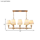 GobekUsa Traditional Style Gold Conic Island Ceiling Light, 8 Heads, Fabric, Living Room Metallic Hanging Lamp