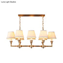 GobekUsa Traditional Style Gold Conic Island Ceiling Light, 8 Heads, Fabric, Living Room Metallic Hanging Lamp